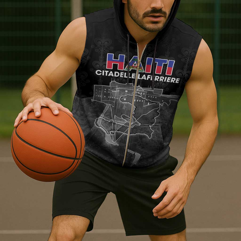 Haiti Citadelle Laferriere Personalized Sleeveless Zip Hoodie Haitian Heritage Veve Vodou - Wonder Print Shop