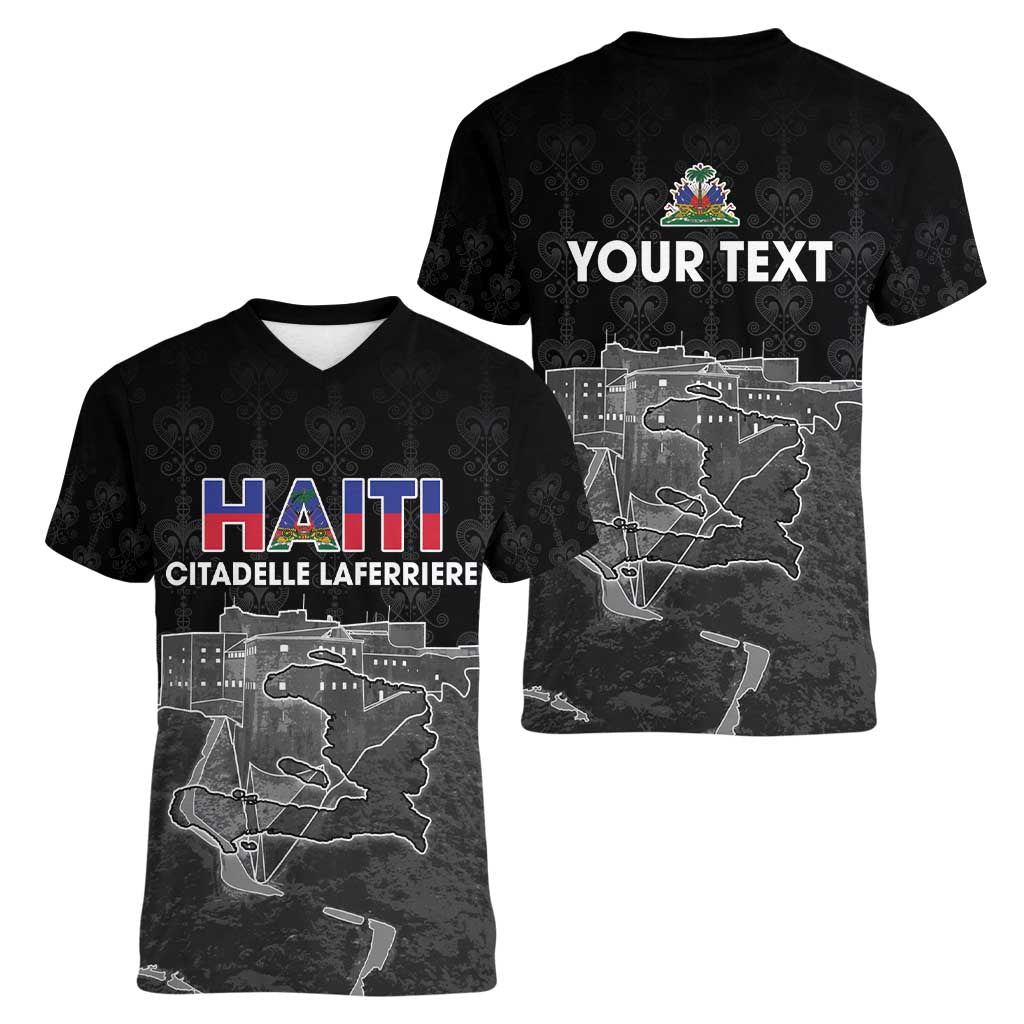 Haiti Citadelle Laferriere Personalized Women V-Neck T-Shirt Haitian Heritage Veve Vodou - Wonder Print Shop