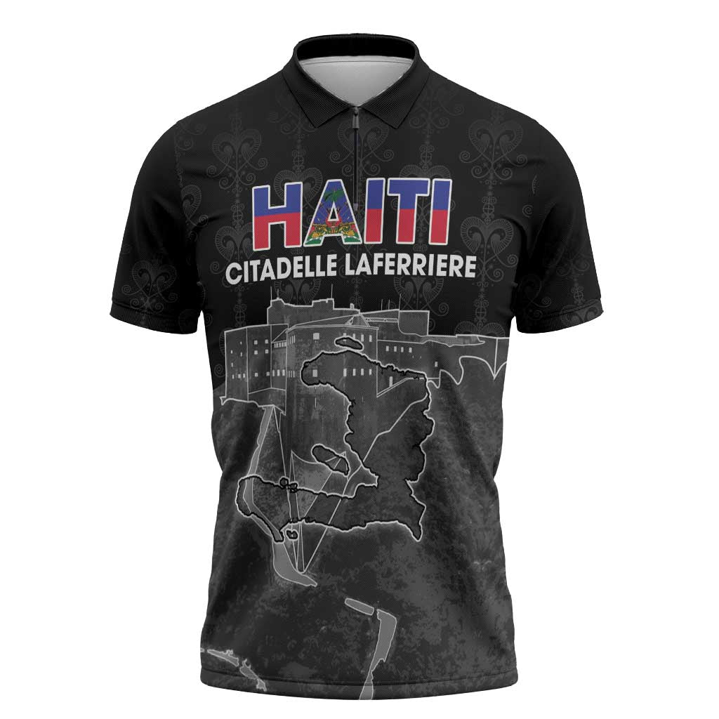 Haiti Citadelle Laferriere Personalized Zipper Polo Shirt Haitian Heritage Veve Vodou - Wonder Print Shop
