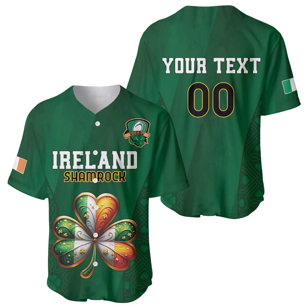 Custom Ireland Rugby Baseball Jersey Shamrock With Ireland Flag Colors - Wonder Print Shop