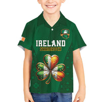 Custom Ireland Rugby Family Matching Long Sleeve Bodycon Dress and Hawaiian Shirt Shamrock With Ireland Flag Colors - Wonder Print Shop