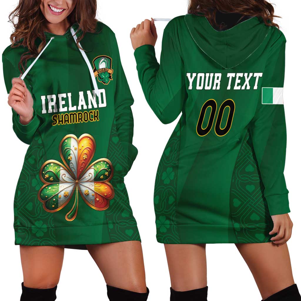 Custom Ireland Rugby Hoodie Dress Shamrock With Ireland Flag Colors - Wonder Print Shop