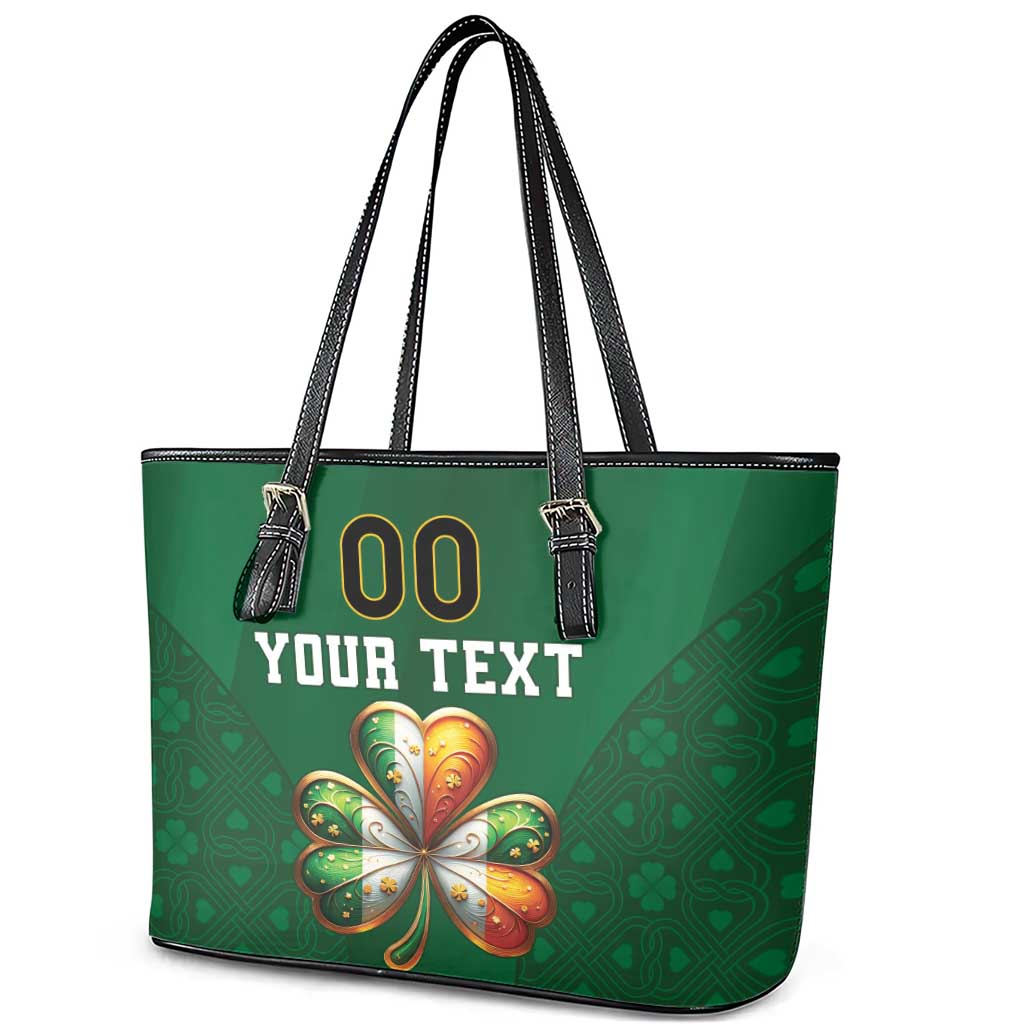 Custom Ireland Rugby Leather Tote Bag Shamrock With Ireland Flag Colors