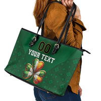 Custom Ireland Rugby Leather Tote Bag Shamrock With Ireland Flag Colors