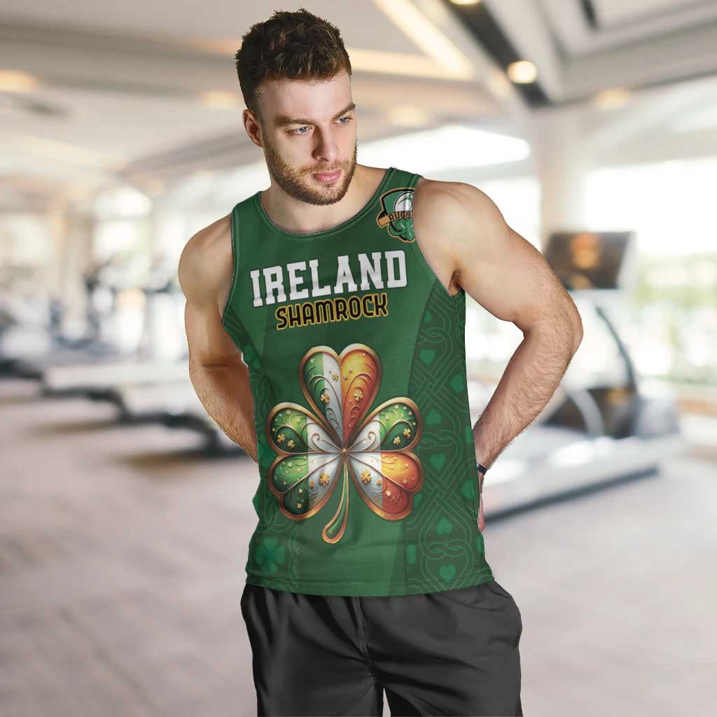 Custom Ireland Rugby Men Tank Top Shamrock With Ireland Flag Colors - Wonder Print Shop