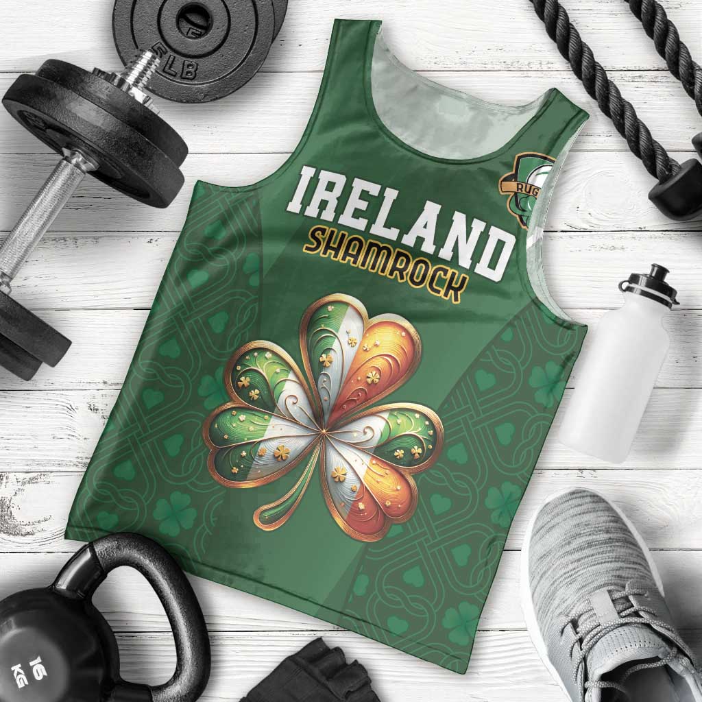 Custom Ireland Rugby Men Tank Top Shamrock With Ireland Flag Colors - Wonder Print Shop