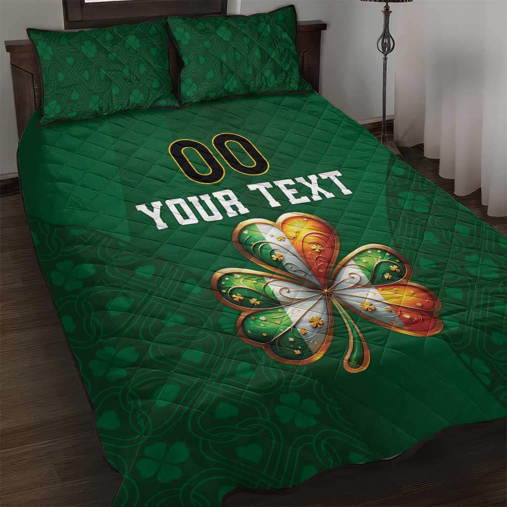 Custom Ireland Rugby Quilt Bed Set Shamrock With Ireland Flag Colors - Wonder Print Shop