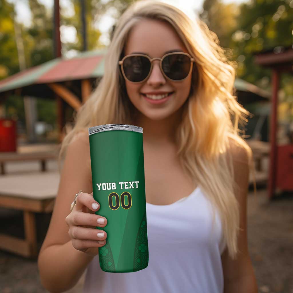 Custom Ireland Rugby Skinny Tumbler Shamrock With Ireland Flag Colors - Wonder Print Shop