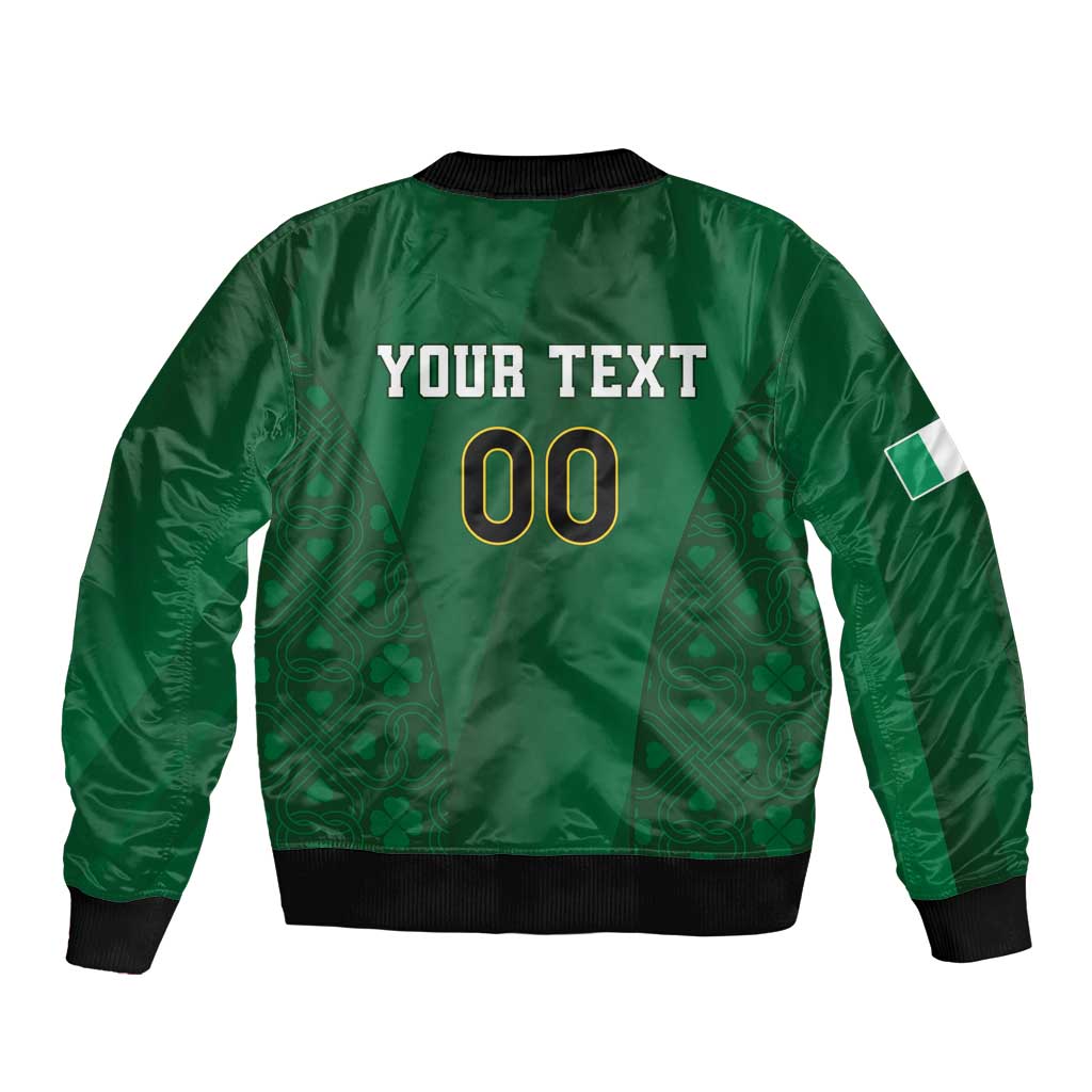 Custom Ireland Rugby Sleeve Zip Bomber Jacket Shamrock With Ireland Flag Colors - Wonder Print Shop