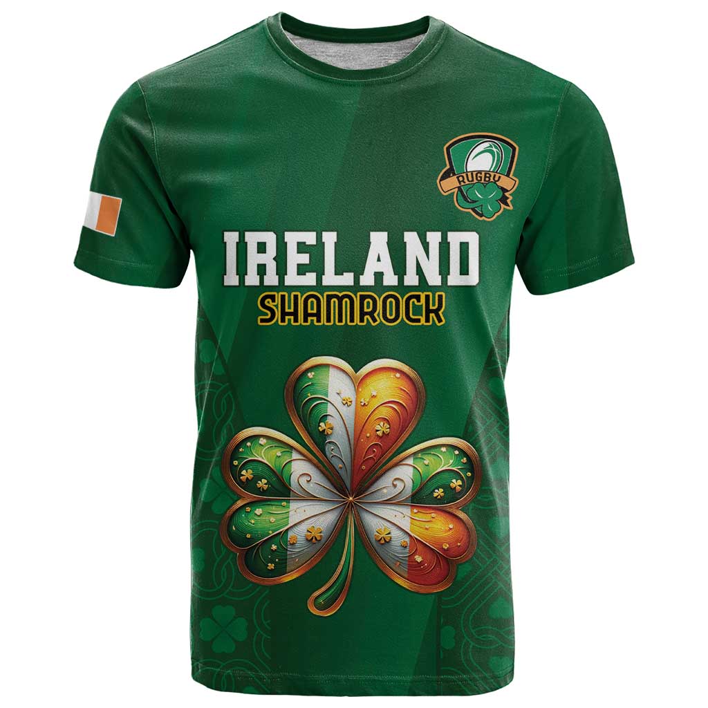 Custom Ireland Rugby T Shirt Shamrock With Ireland Flag Colors - Wonder Print Shop
