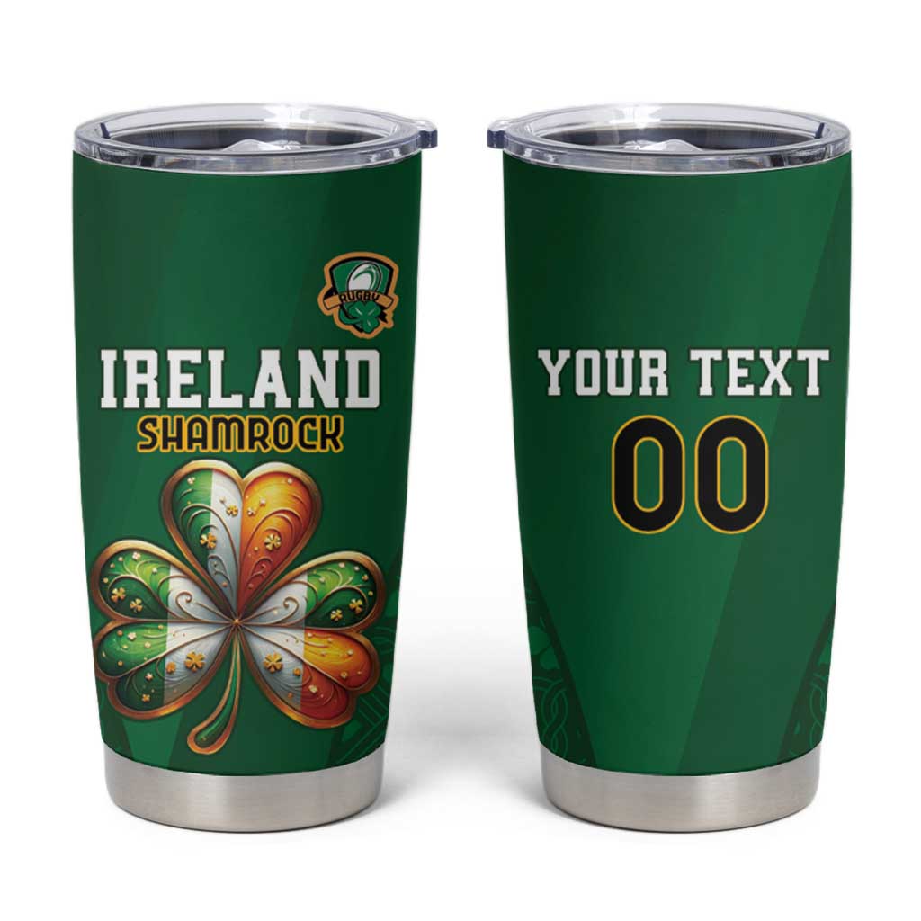 Custom Ireland Rugby Tumbler Cup Shamrock With Ireland Flag Colors - Wonder Print Shop