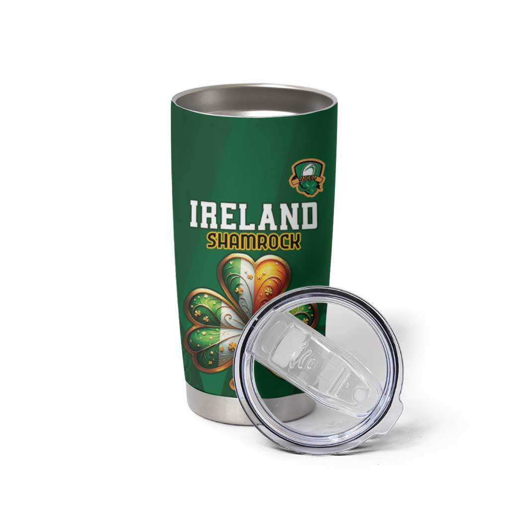 Custom Ireland Rugby Tumbler Cup Shamrock With Ireland Flag Colors - Wonder Print Shop