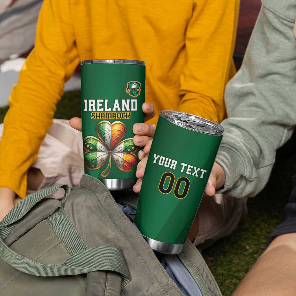 Custom Ireland Rugby Tumbler Cup Shamrock With Ireland Flag Colors - Wonder Print Shop