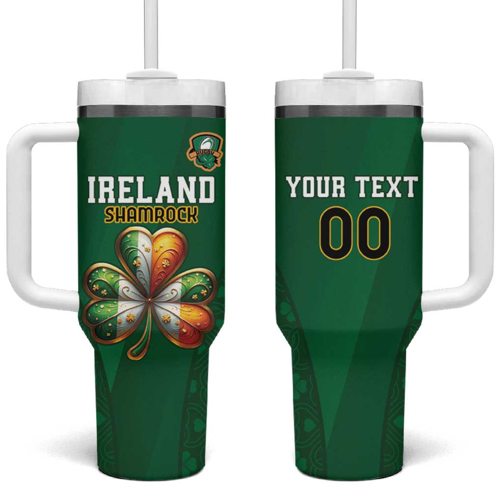 Custom Ireland Rugby Tumbler With Handle Shamrock With Ireland Flag Colors - Wonder Print Shop