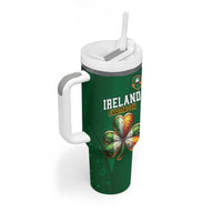 Custom Ireland Rugby Tumbler With Handle Shamrock With Ireland Flag Colors - Wonder Print Shop