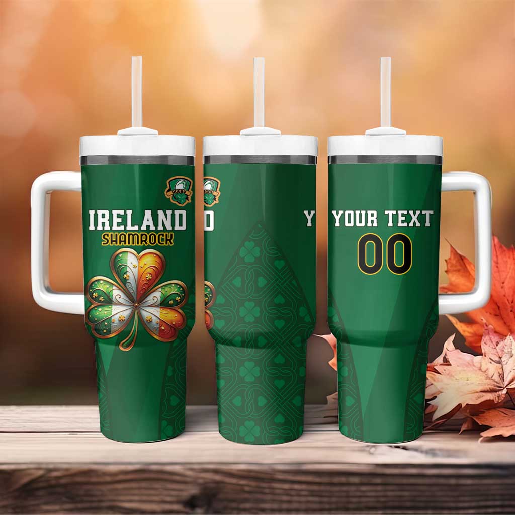 Custom Ireland Rugby Tumbler With Handle Shamrock With Ireland Flag Colors - Wonder Print Shop