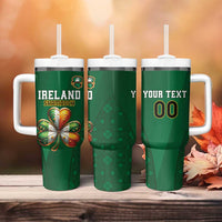 Custom Ireland Rugby Tumbler With Handle Shamrock With Ireland Flag Colors - Wonder Print Shop