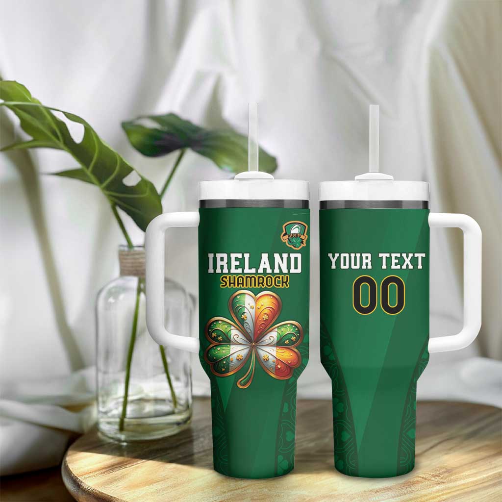 Custom Ireland Rugby Tumbler With Handle Shamrock With Ireland Flag Colors - Wonder Print Shop