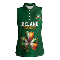 Custom Ireland Rugby Women Sleeveless Polo Shirt Shamrock With Ireland Flag Colors - Wonder Print Shop