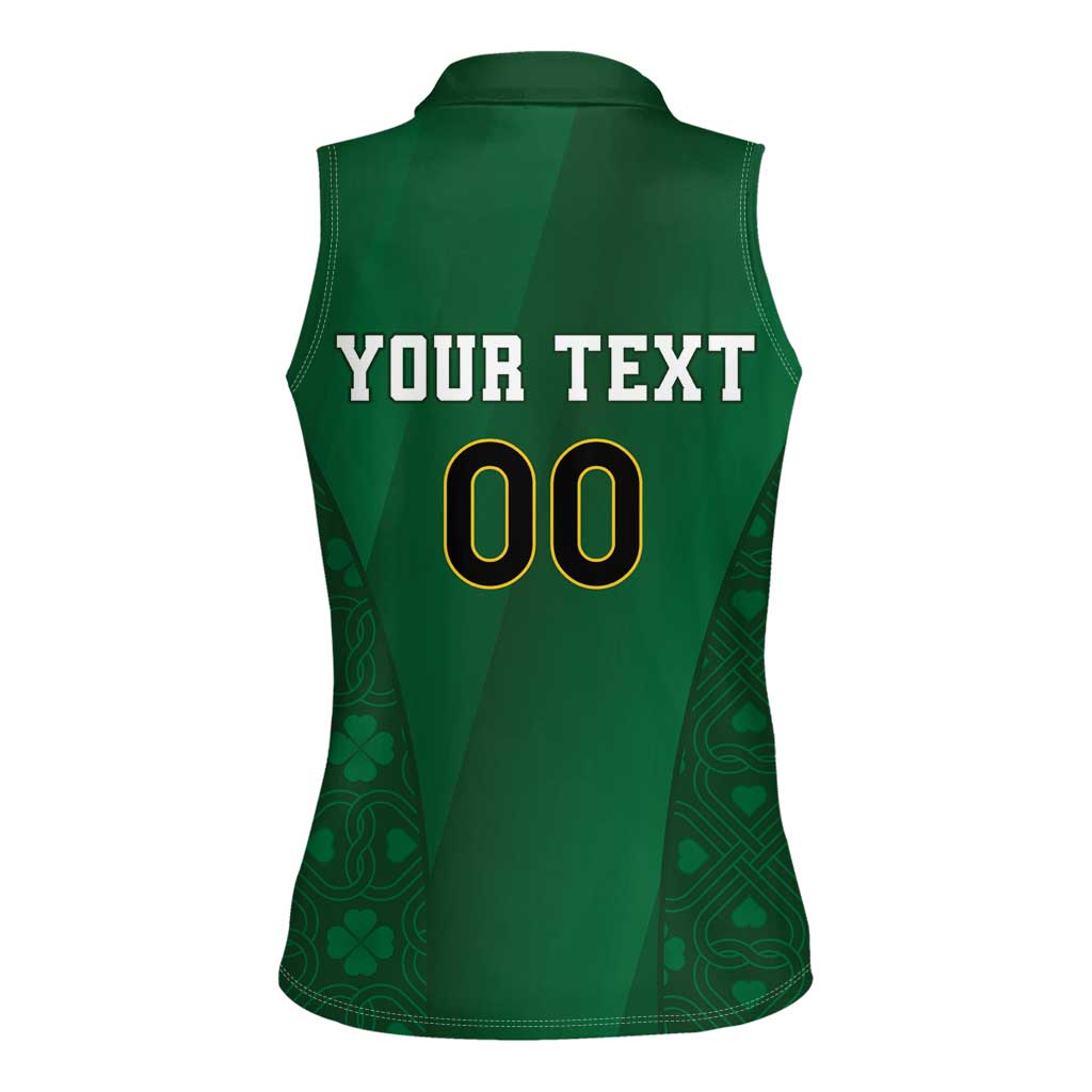 Custom Ireland Rugby Women Sleeveless Polo Shirt Shamrock With Ireland Flag Colors - Wonder Print Shop
