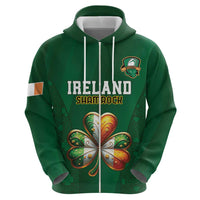 Custom Ireland Rugby Zip Hoodie Shamrock With Ireland Flag Colors - Wonder Print Shop