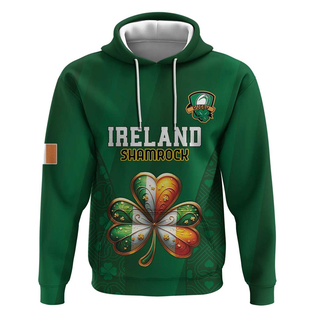 Custom Ireland Rugby Zip Hoodie Shamrock With Ireland Flag Colors - Wonder Print Shop