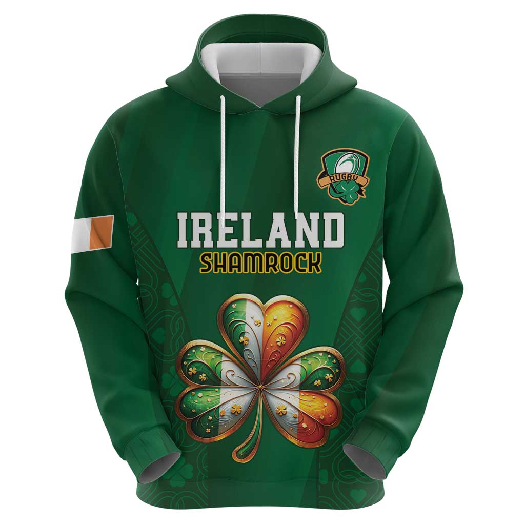 Custom Ireland Rugby Zip Hoodie Shamrock With Ireland Flag Colors - Wonder Print Shop