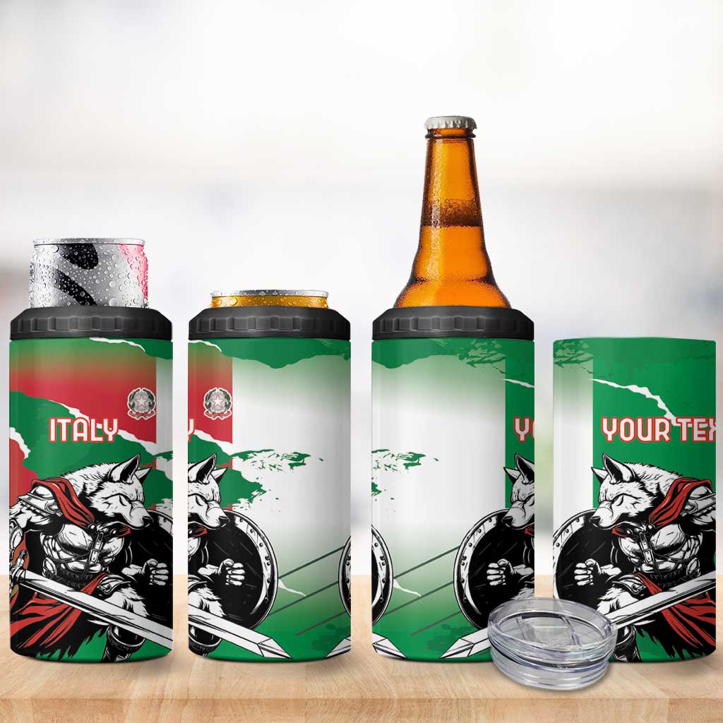 Personalized Italy 4 in 1 Can Cooler Tumbler Wolf Warrior Grunge Style