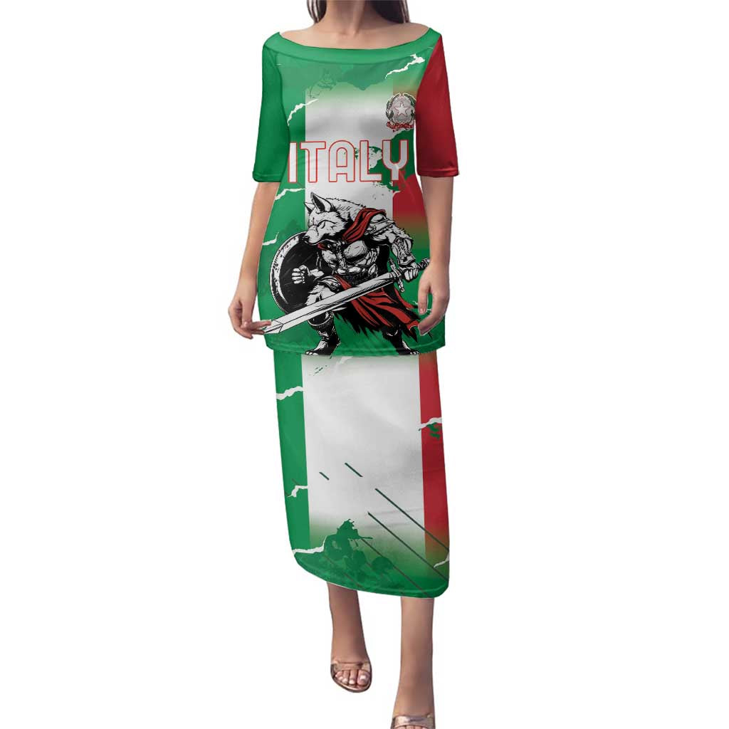 Personalized Italy Family Matching Puletasi and Hawaiian Shirt Wolf Warrior Grunge Style