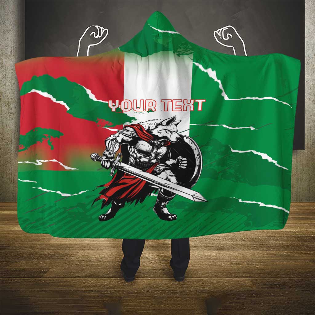 Personalized Italy Hooded Blanket Wolf Warrior Grunge Style - Wonder Print Shop