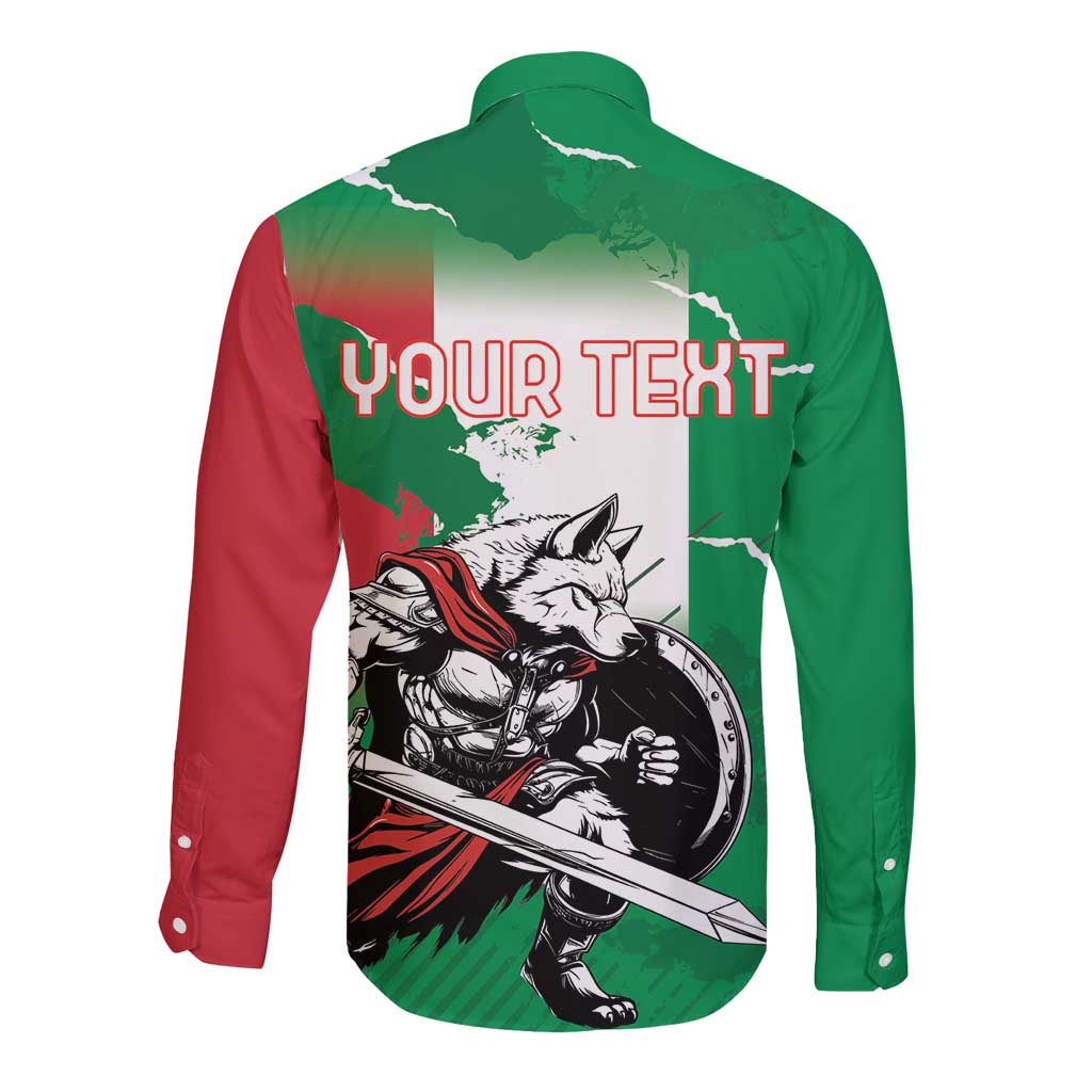 Personalized Italy Long Sleeve Button Shirt Wolf Warrior Grunge Style