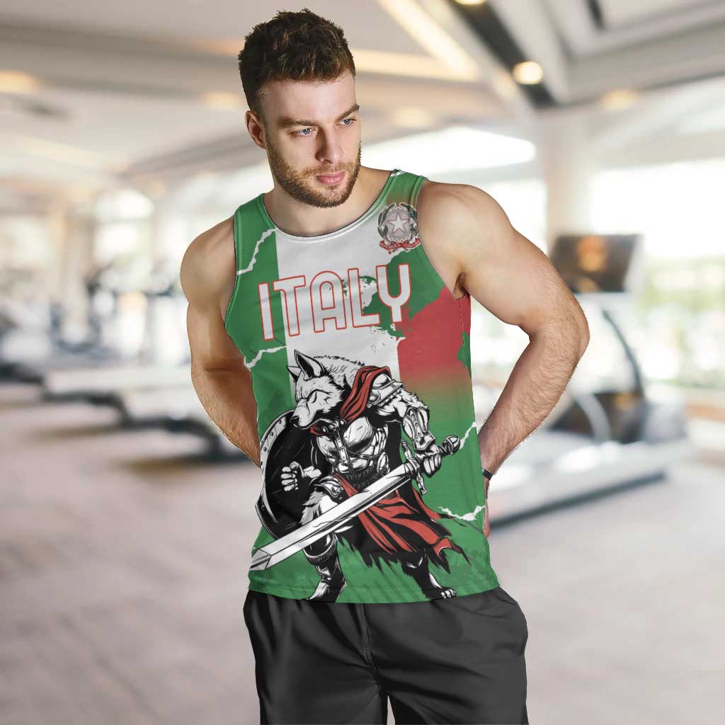 Personalized Italy Men Tank Top Wolf Warrior Grunge Style - Wonder Print Shop