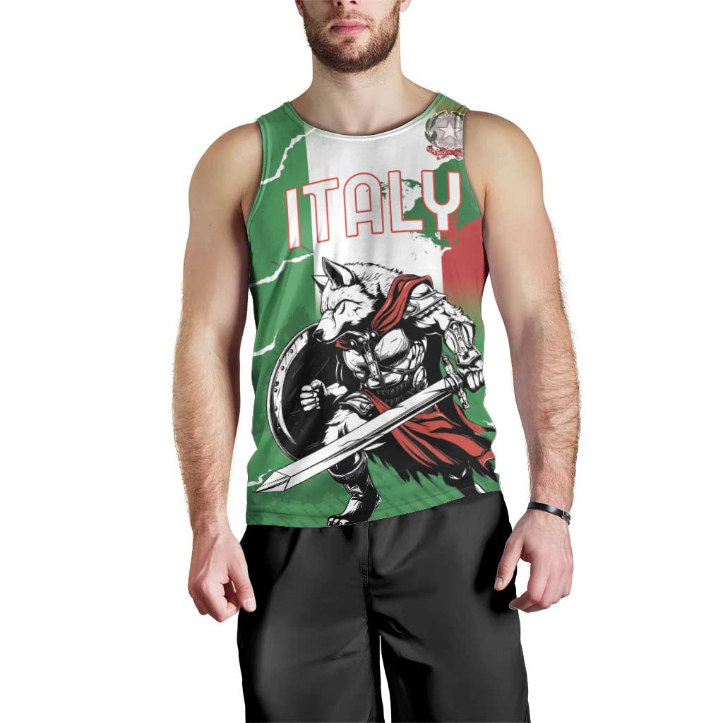 Personalized Italy Men Tank Top Wolf Warrior Grunge Style - Wonder Print Shop