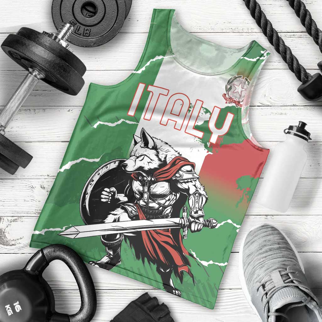 Personalized Italy Men Tank Top Wolf Warrior Grunge Style - Wonder Print Shop