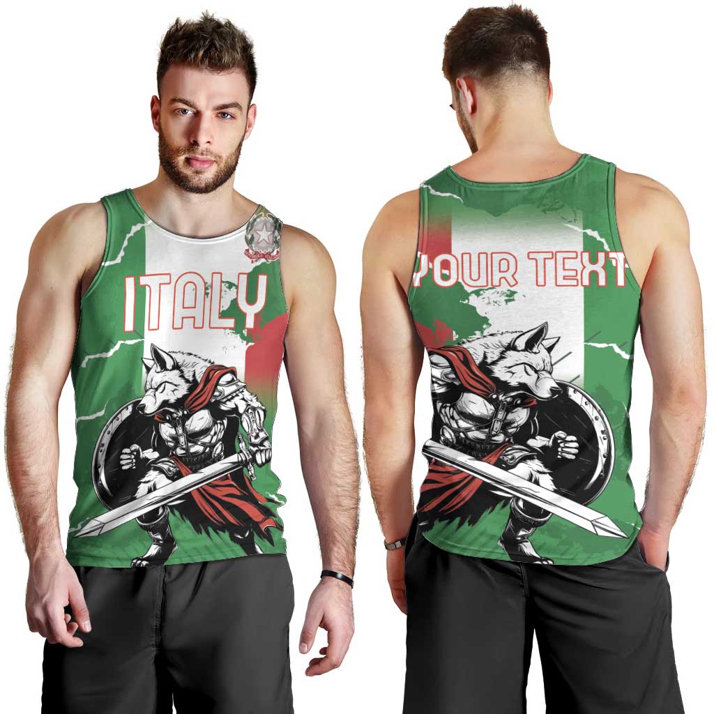 Personalized Italy Men Tank Top Wolf Warrior Grunge Style - Wonder Print Shop
