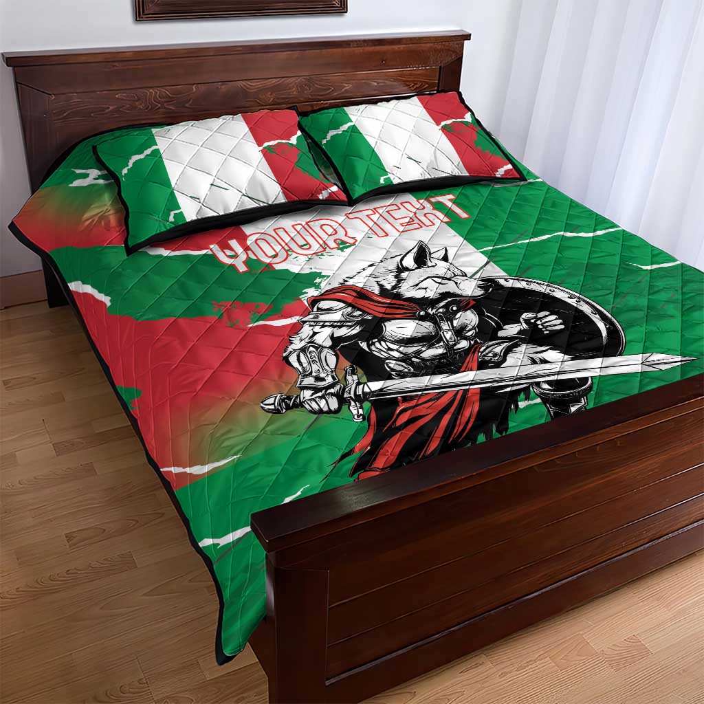 Personalized Italy Quilt Bed Set Wolf Warrior Grunge Style - Wonder Print Shop