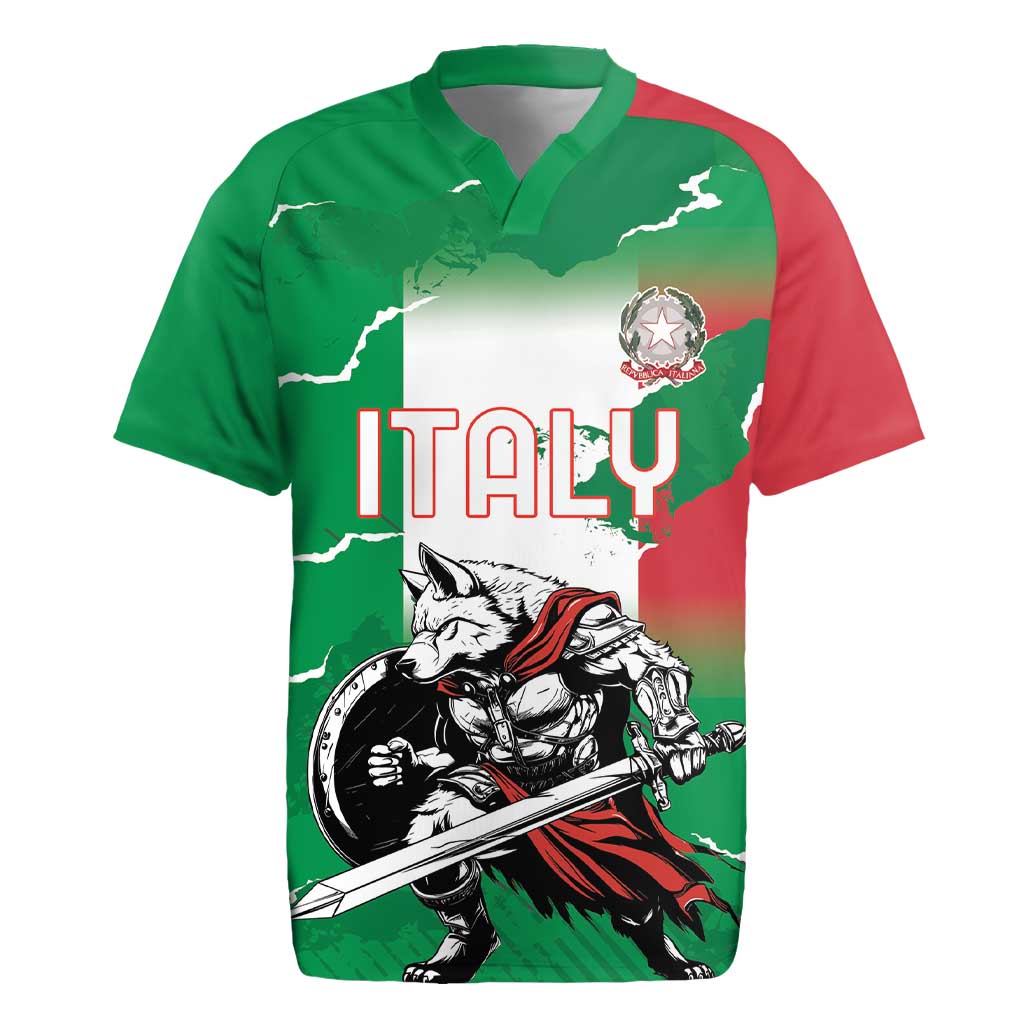 Personalized Italy Rugby Jersey Wolf Warrior Grunge Style - Wonder Print Shop