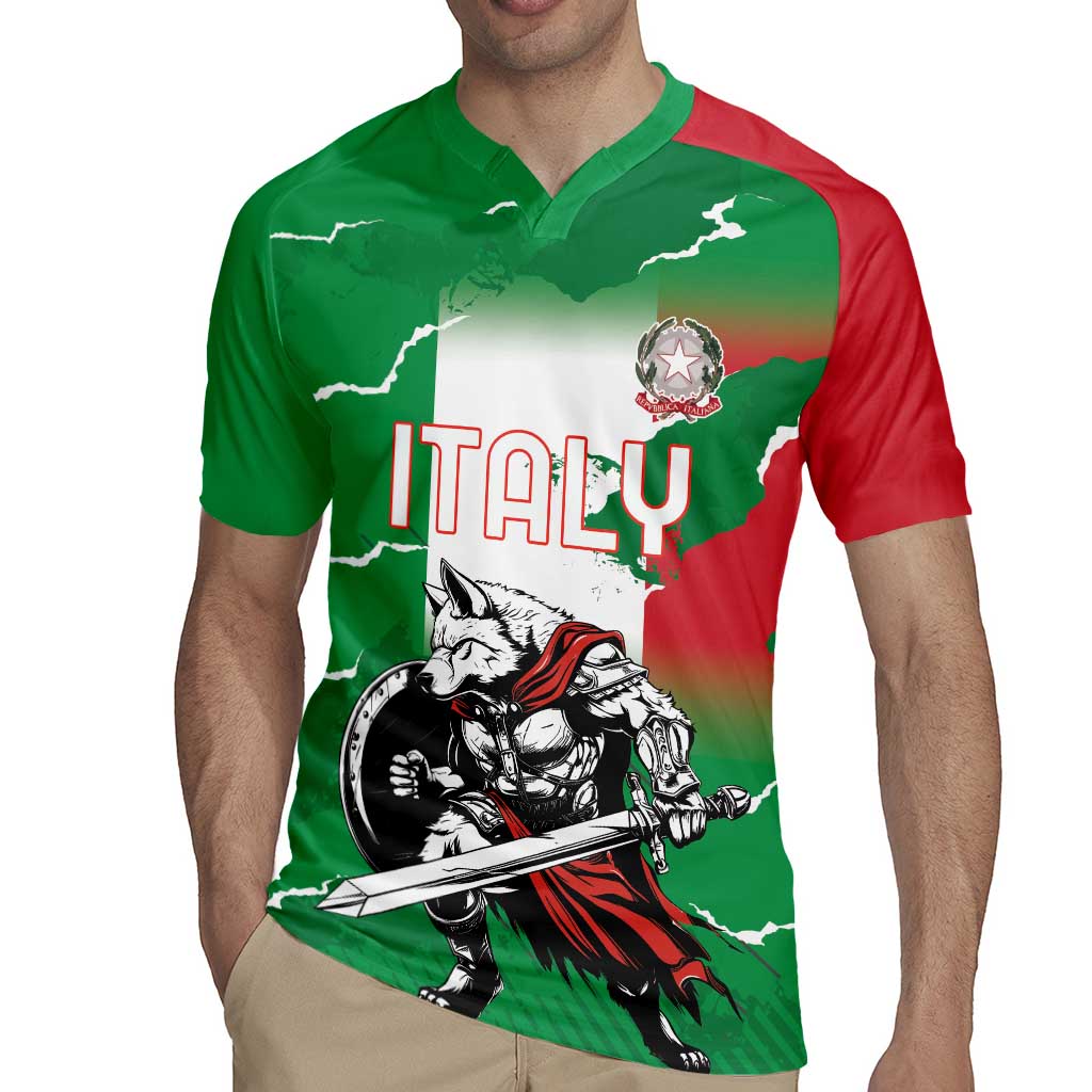 Personalized Italy Rugby Jersey Wolf Warrior Grunge Style - Wonder Print Shop