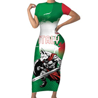 Personalized Italy Short Sleeve Bodycon Dress Wolf Warrior Grunge Style - Wonder Print Shop