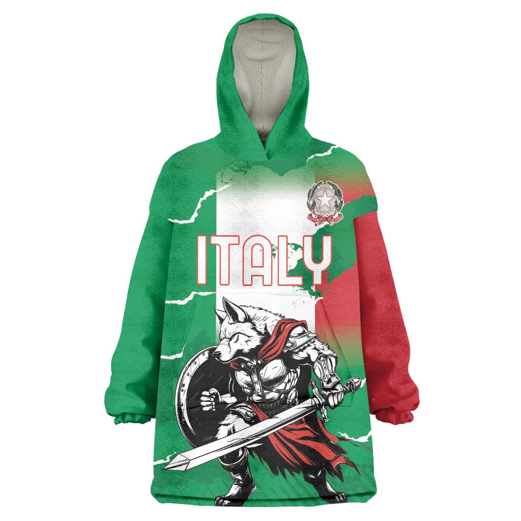 Personalized Italy Wearable Blanket Hoodie Wolf Warrior Grunge Style - Wonder Print Shop
