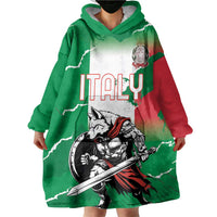 Personalized Italy Wearable Blanket Hoodie Wolf Warrior Grunge Style - Wonder Print Shop