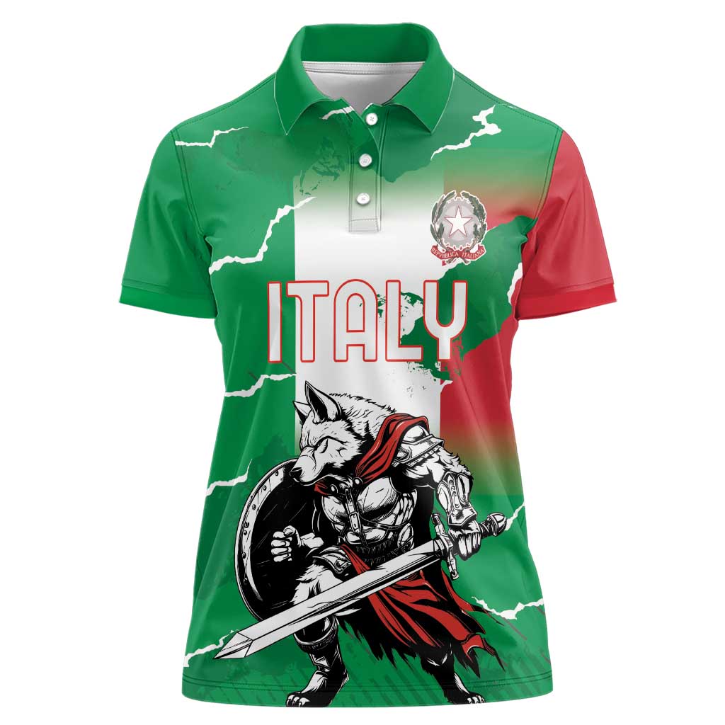 Personalized Italy Women Polo Shirt Wolf Warrior Grunge Style - Wonder Print Shop