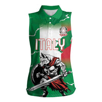 Personalized Italy Women Sleeveless Polo Shirt Wolf Warrior Grunge Style - Wonder Print Shop