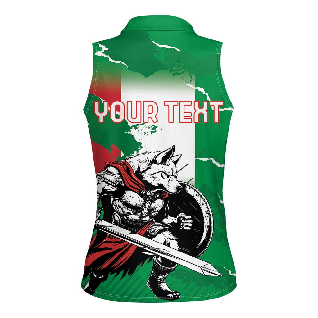 Personalized Italy Women Sleeveless Polo Shirt Wolf Warrior Grunge Style - Wonder Print Shop