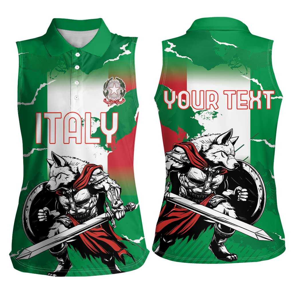 Personalized Italy Women Sleeveless Polo Shirt Wolf Warrior Grunge Style - Wonder Print Shop