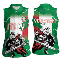 Personalized Italy Women Sleeveless Polo Shirt Wolf Warrior Grunge Style - Wonder Print Shop
