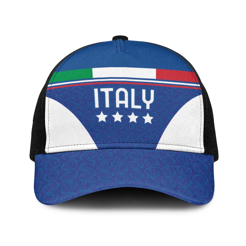 Custom Italy Football Baseball Net Cap Italy Flag Pattern On Blue - Wonder Print Shop