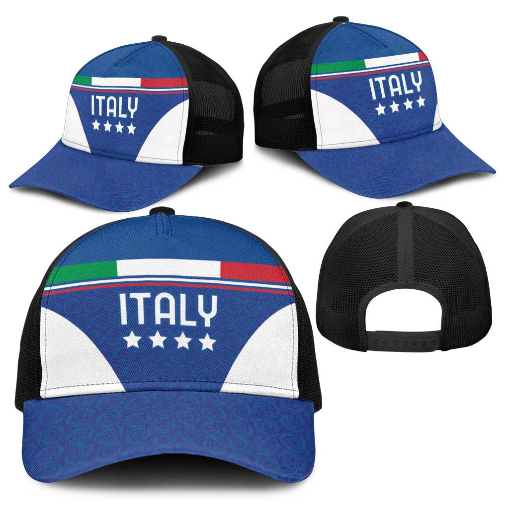 Custom Italy Football Baseball Net Cap Italy Flag Pattern On Blue - Wonder Print Shop