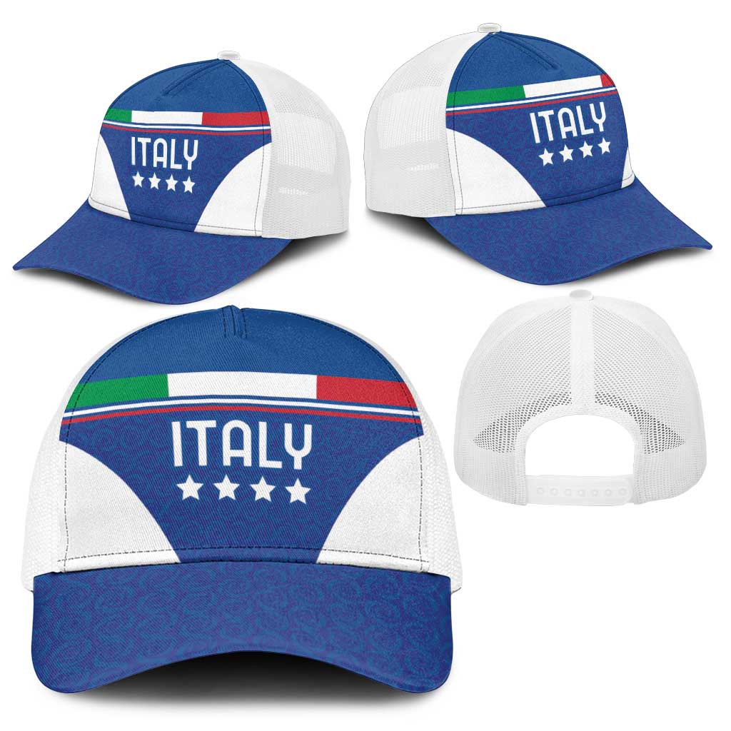 Custom Italy Football Baseball Net Cap Italy Flag Pattern On Blue - Wonder Print Shop