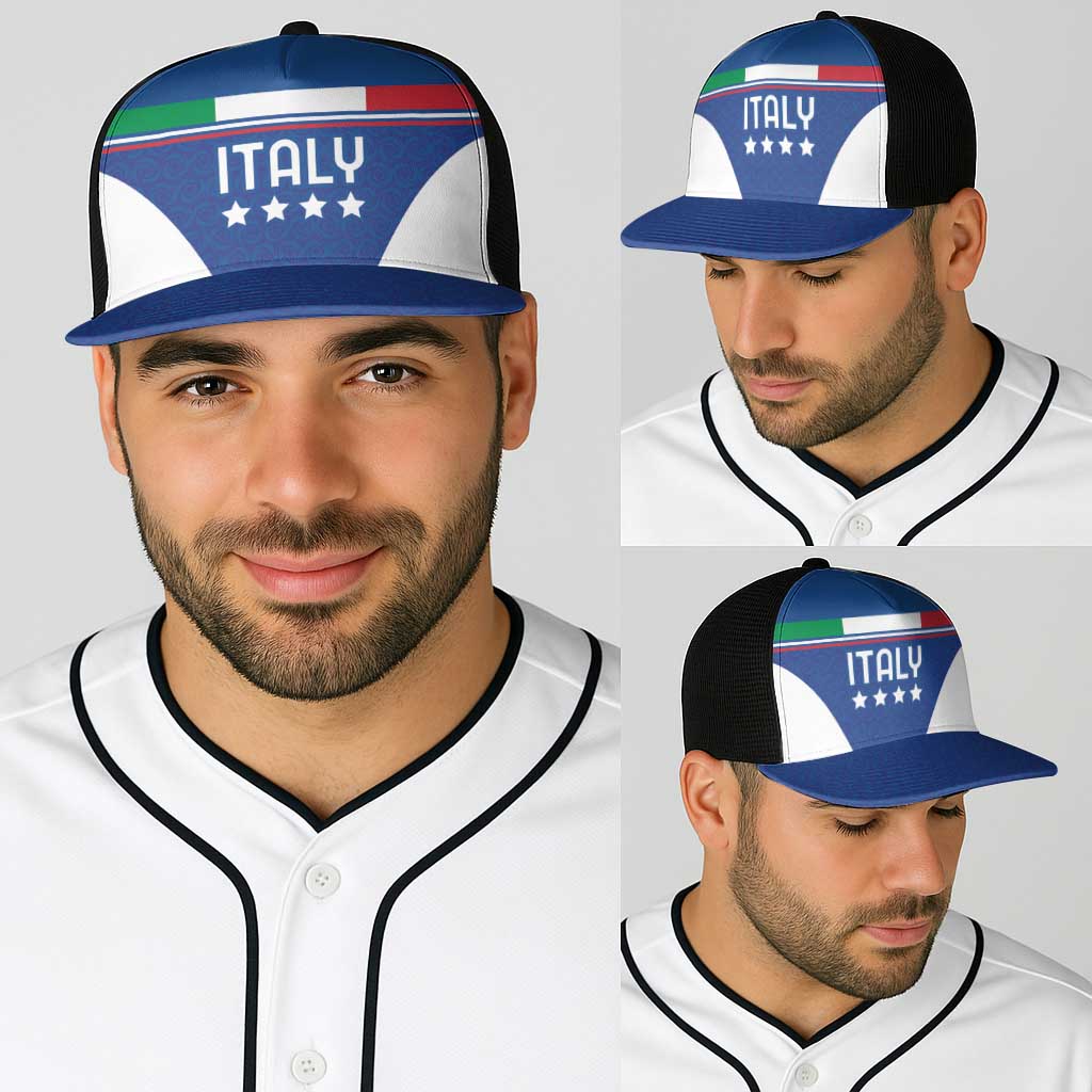 Custom Italy Football Baseball Net Cap Italy Flag Pattern On Blue - Wonder Print Shop